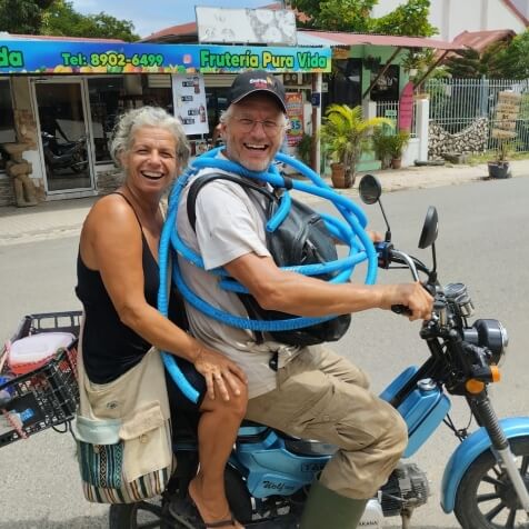 Pieter and Mireille on a scooter; if you fall in love with Costa Rica