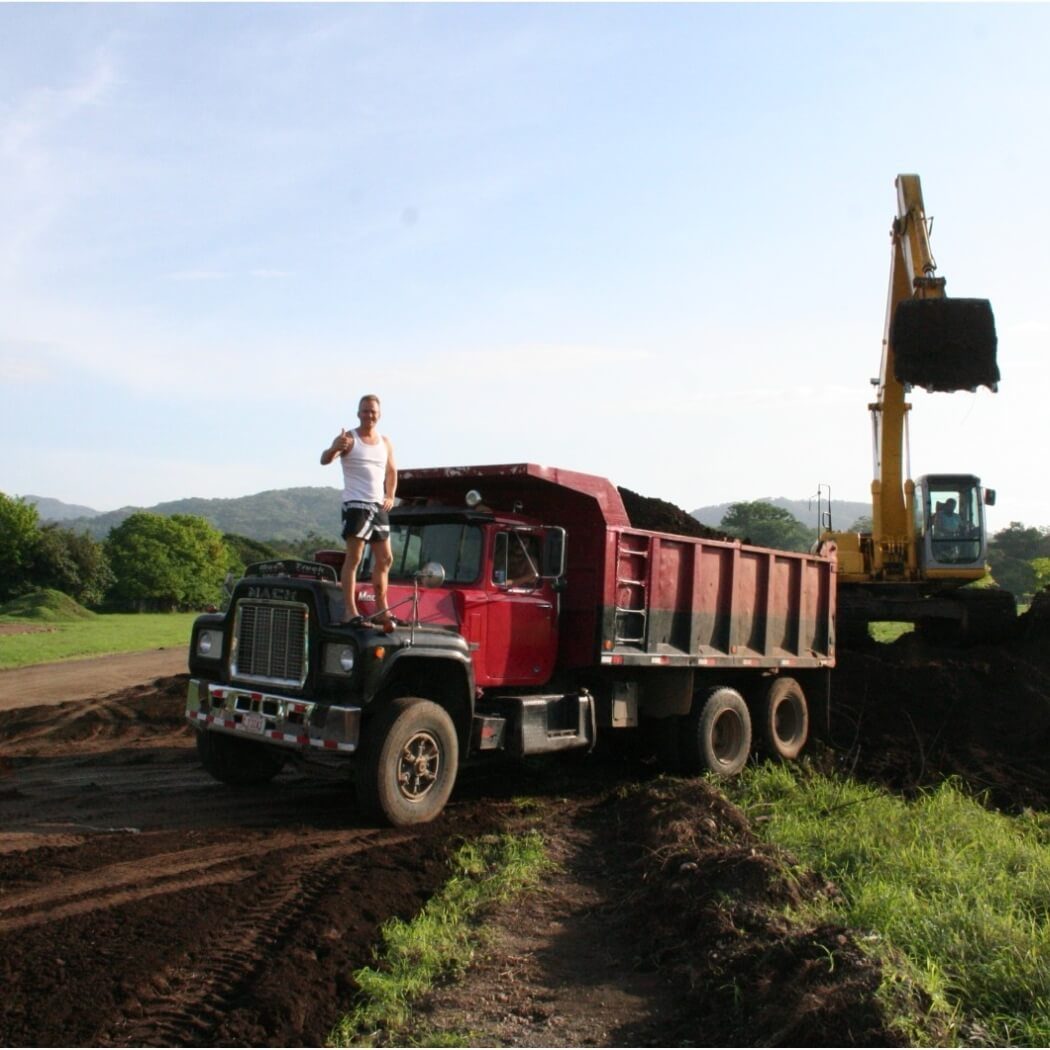 Pieter on a truck on runway Pieter on a truck on runway