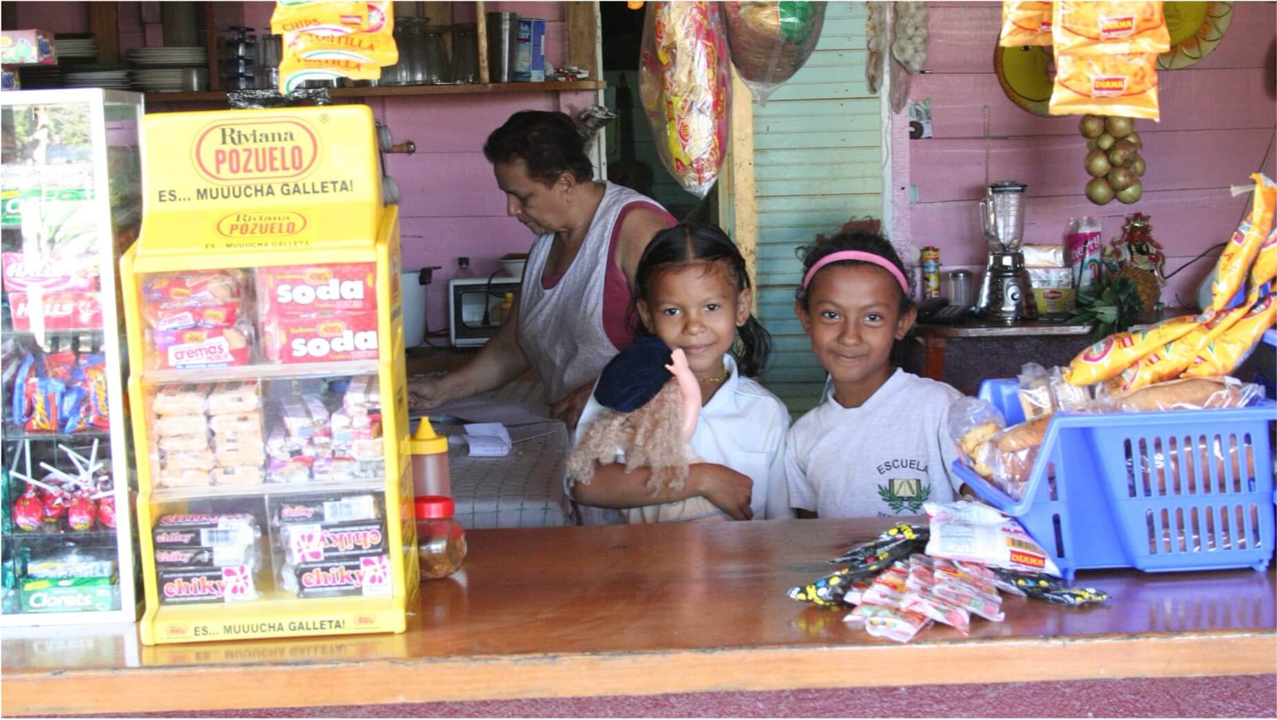 Happy ticos in a local shop