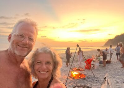 Pieter and Mireille at a bbq at the beach of Barrigona, Costa Rica