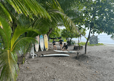 Instruction of surfing lesson in Samara Beach